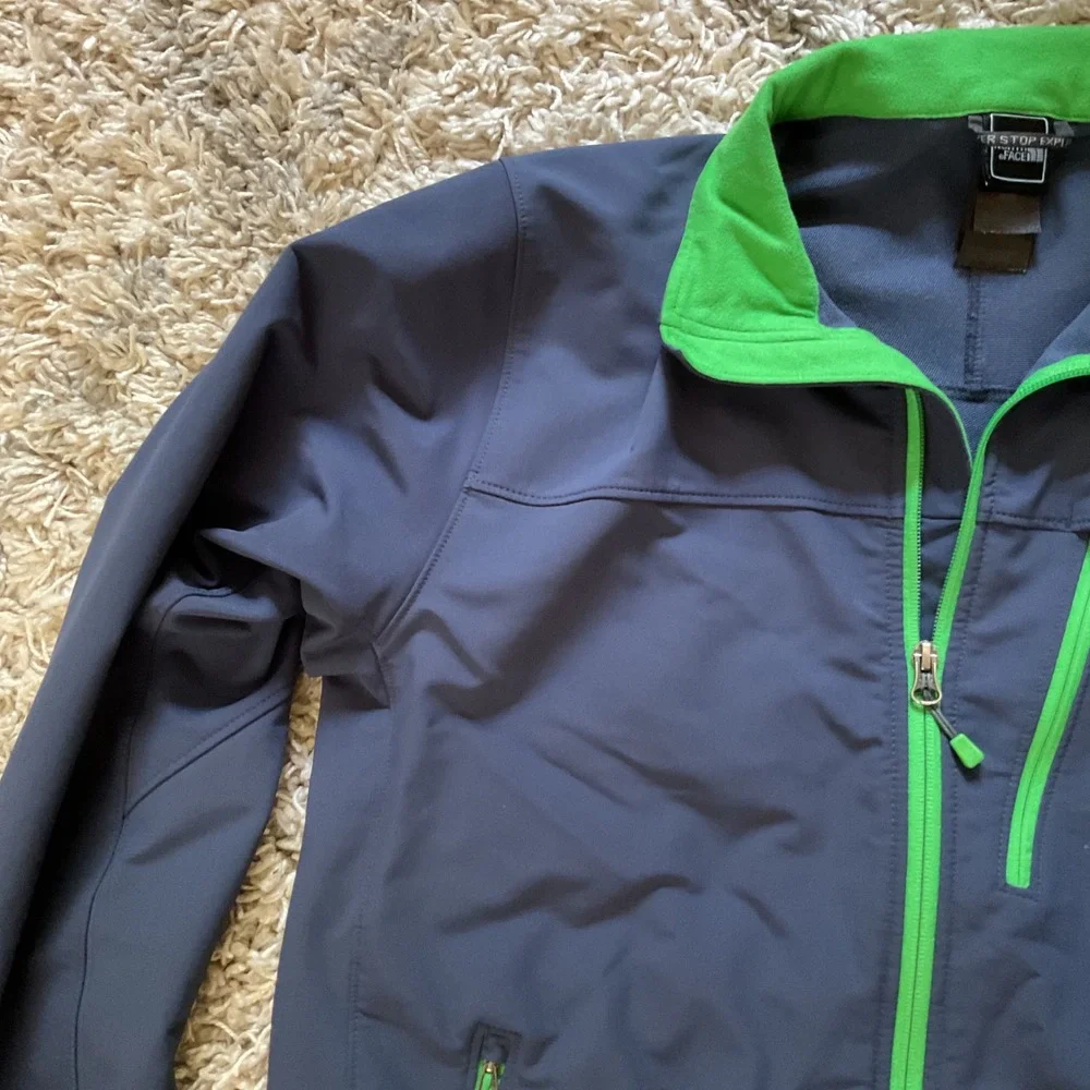The North Face Mens Apex Bionic Softshell Jacket Navy Blue Green Full Zip Medium